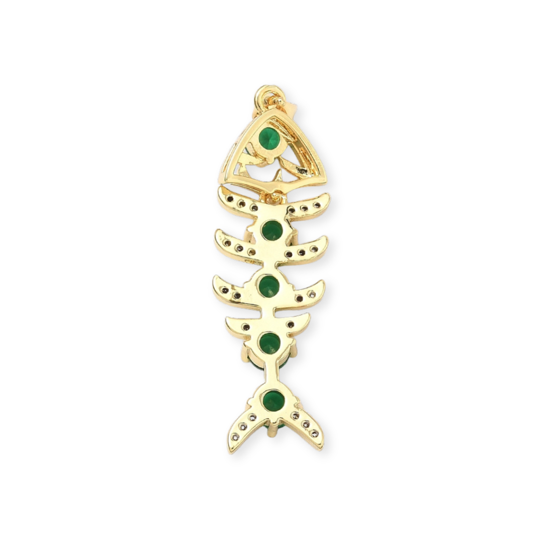 Detalles de Dije de pez de chapa de oro con zirconia