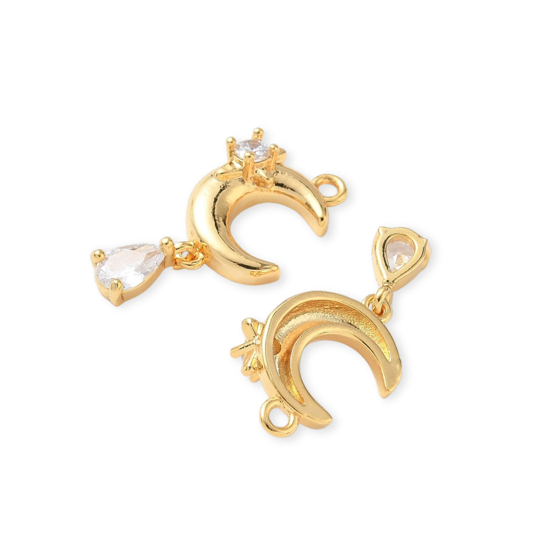 Detalles de Dije de luna de chapa de oro con zirconia