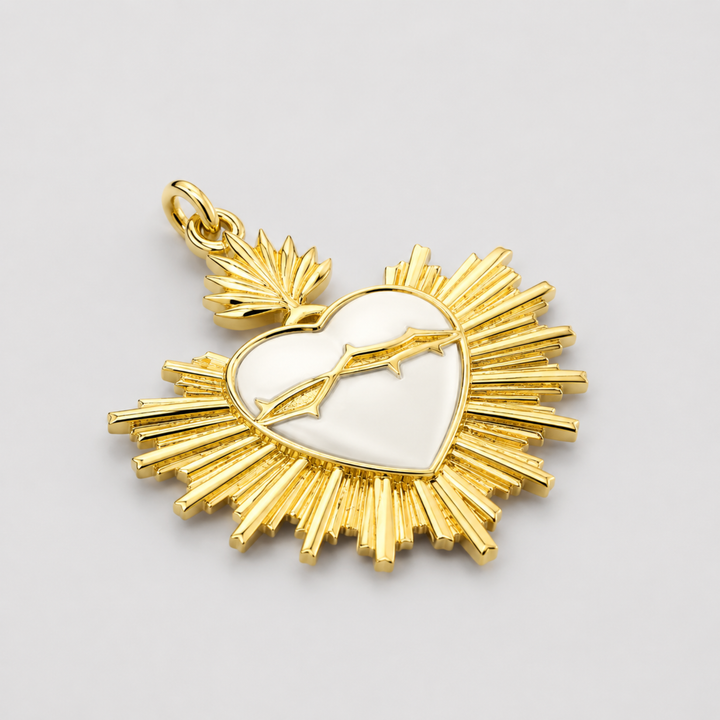 Detalles de Dije de Sagrado Corazón de Jesús de chapa de oro