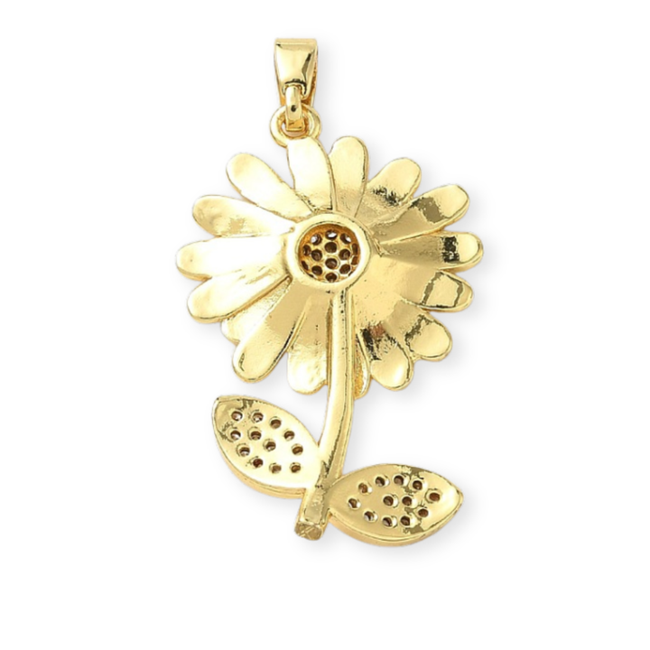 Detalles de Dije de flor de chapa de oro con zirconia