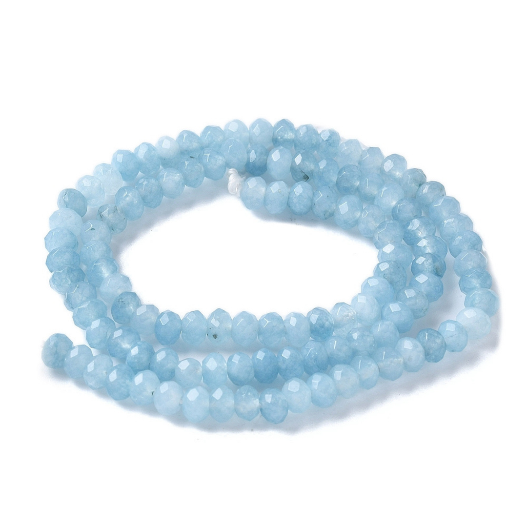 Tira de jade rondel facetado de 4 mm para joyería