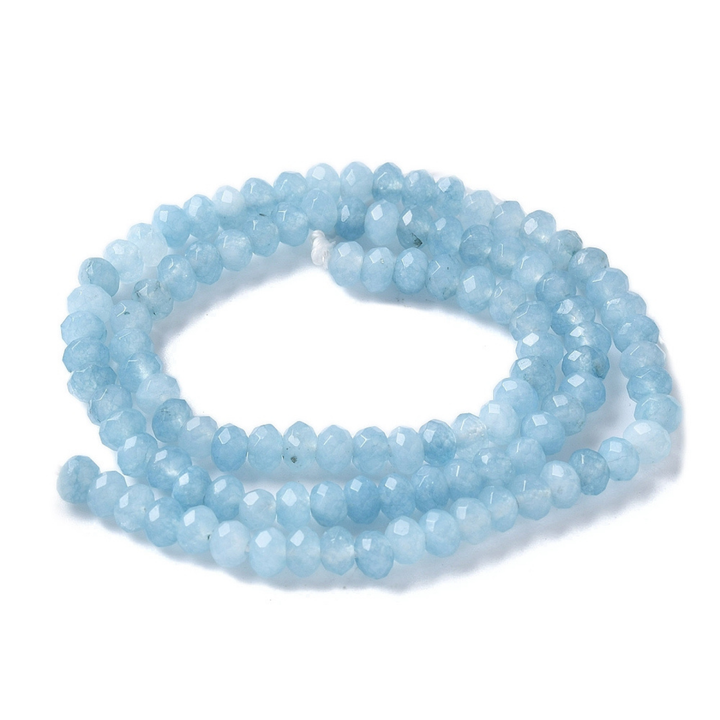 Tira de jade rondel facetado de 4 mm para joyería