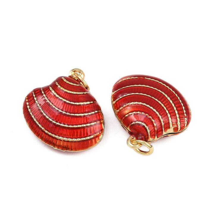 Detalles de Dije de concha de chapa de oro con esmalte