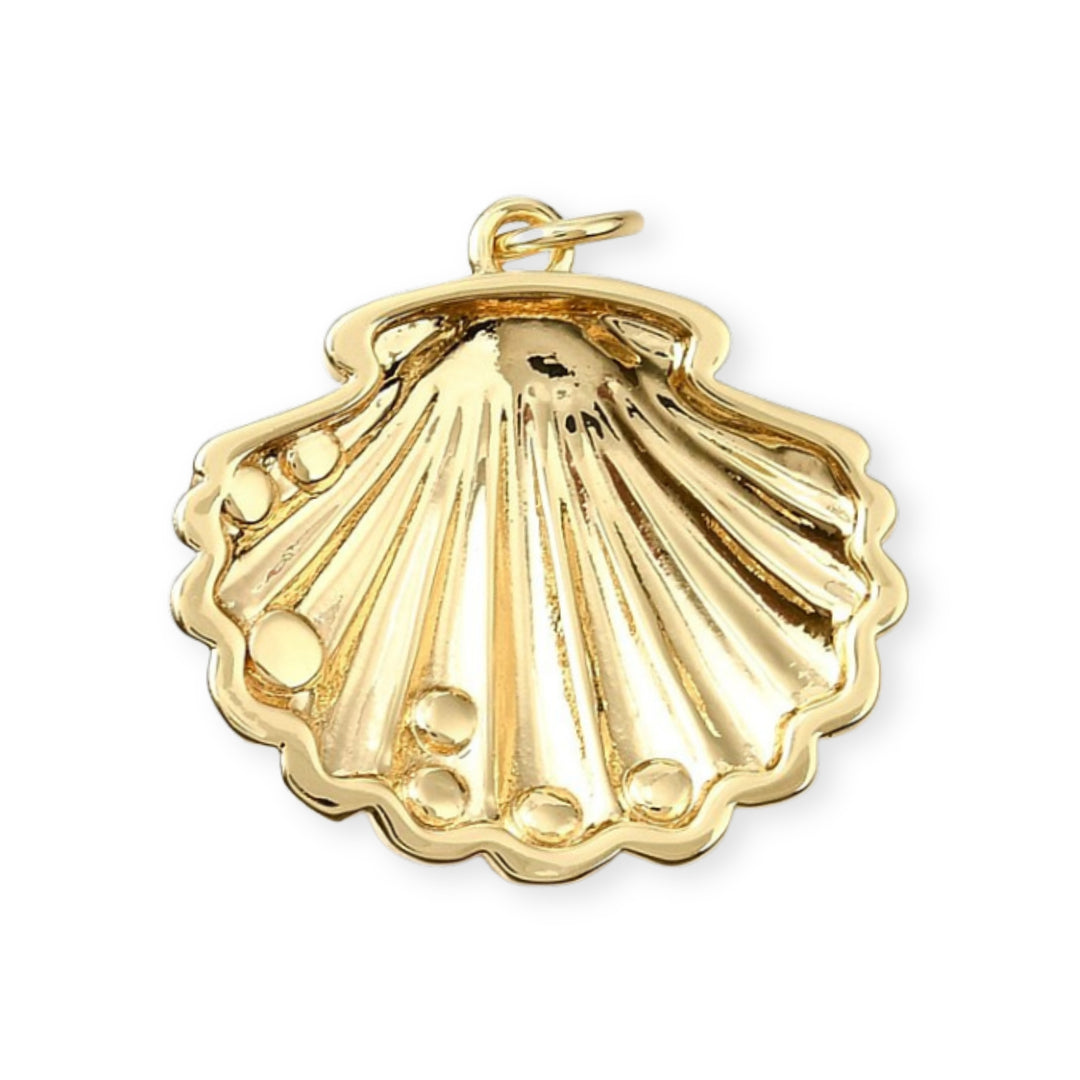 Detalles de Dije en forma de concha dorada con perla sintética y estrella de mar