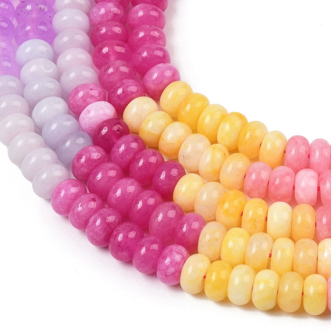 Tira de jade rondel natural de 8.5 mm para joyería