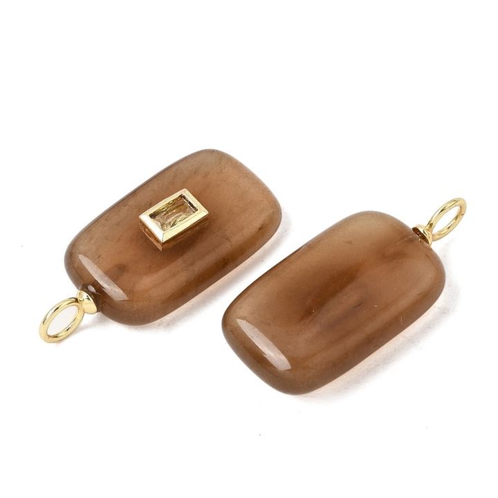 Detalles de Dije rectangular de piedra natural con zirconia
