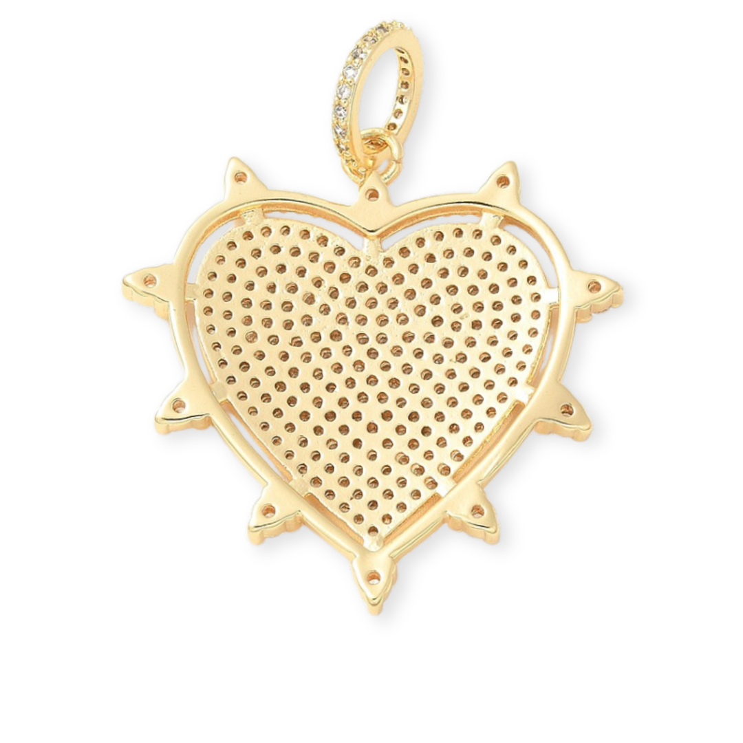 Detalles de Dije de corazón de chapa de oro con zirconia