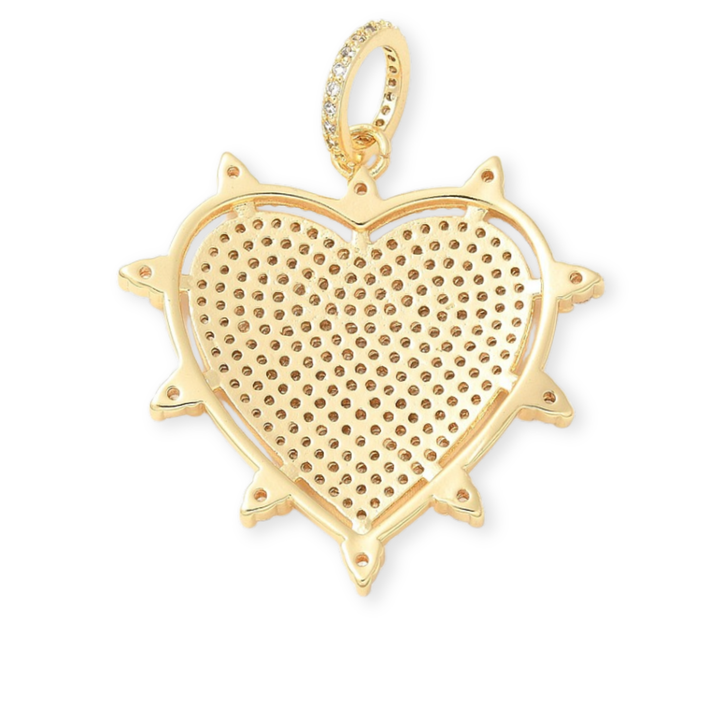 Detalles de Dije de corazón de chapa de oro con zirconia