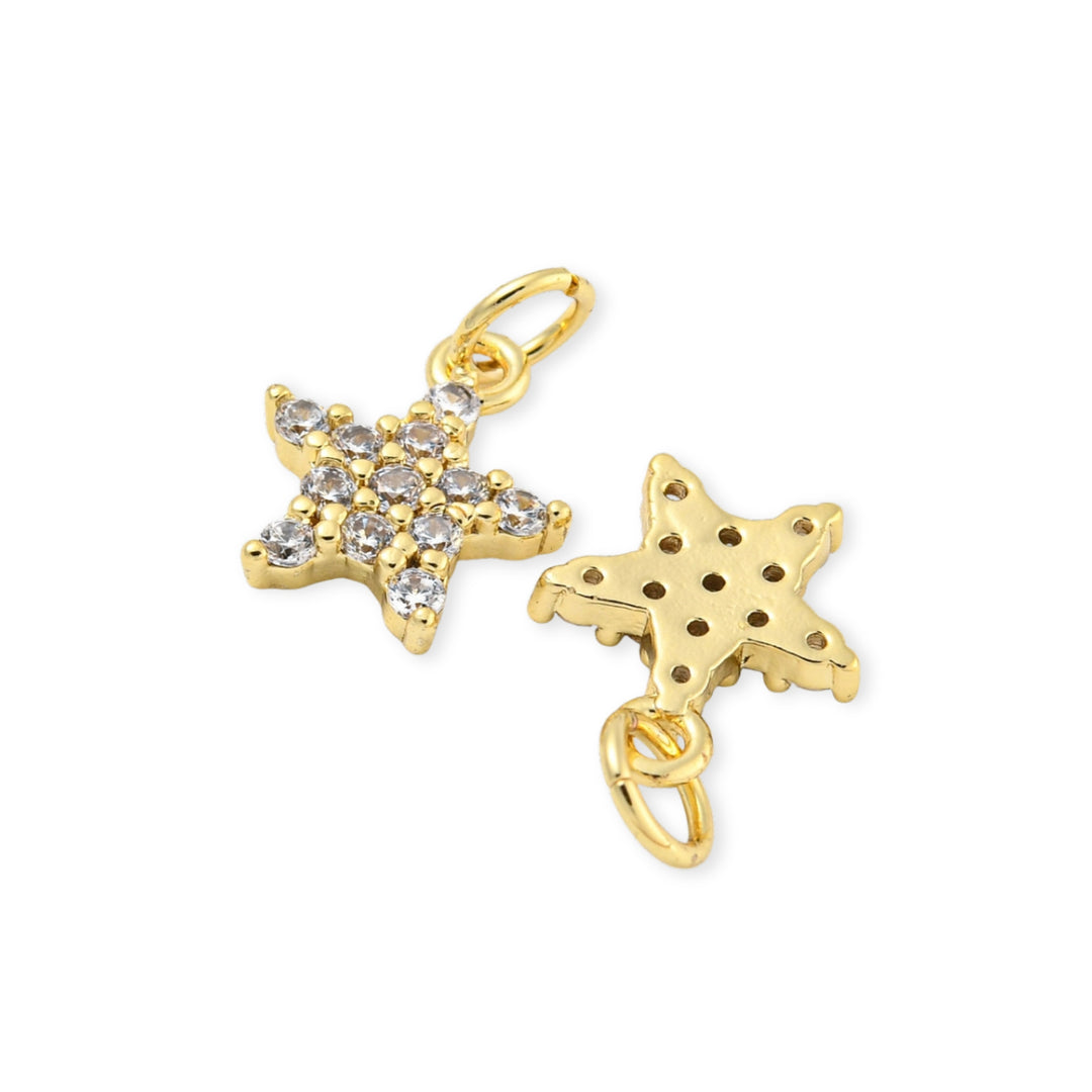 Detalles de Dije de estrella de chapa de oro con zirconia