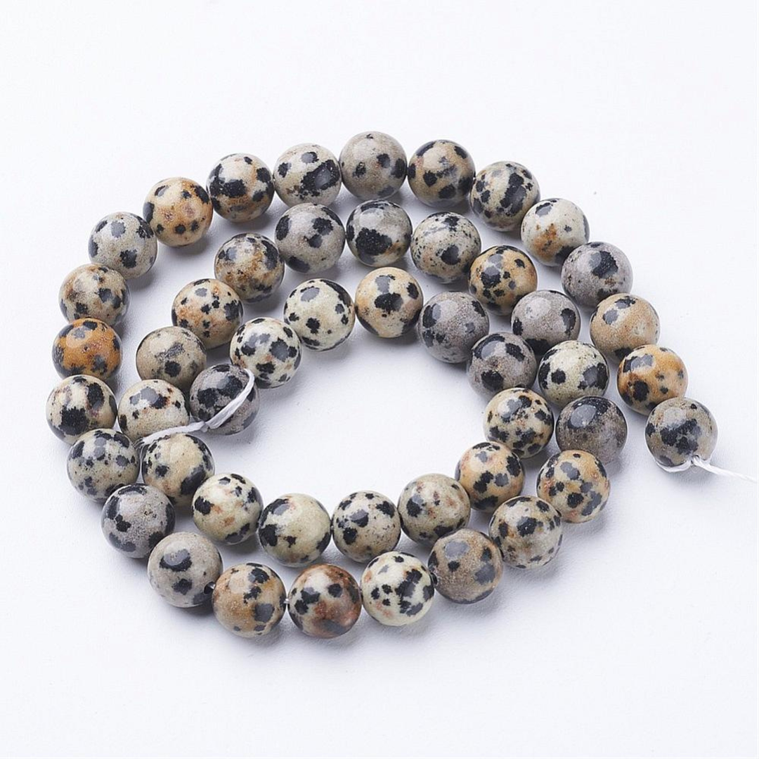 Tira de cuentas de jaspe dálmata de 8 mm para joyería