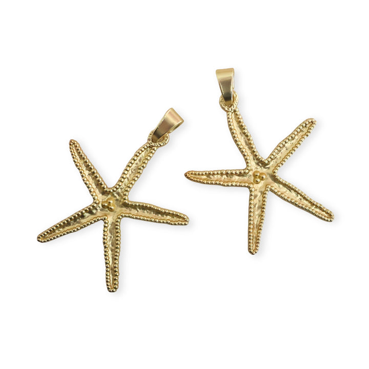 Detalles de dijes de estrella de mar grandes en chapa de oro con acabado mate