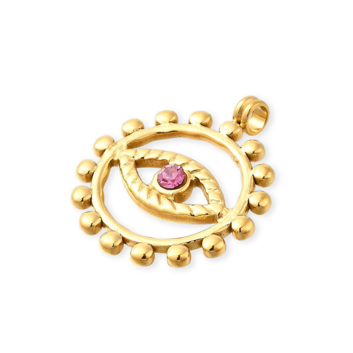 Detalles de dije de ojo de acero inoxidable con zirconia al centro