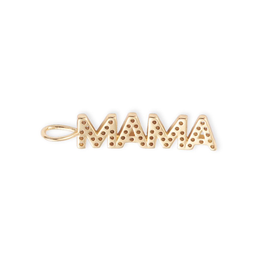 Detalles de Dije MAMA de chapa de oro con zirconia