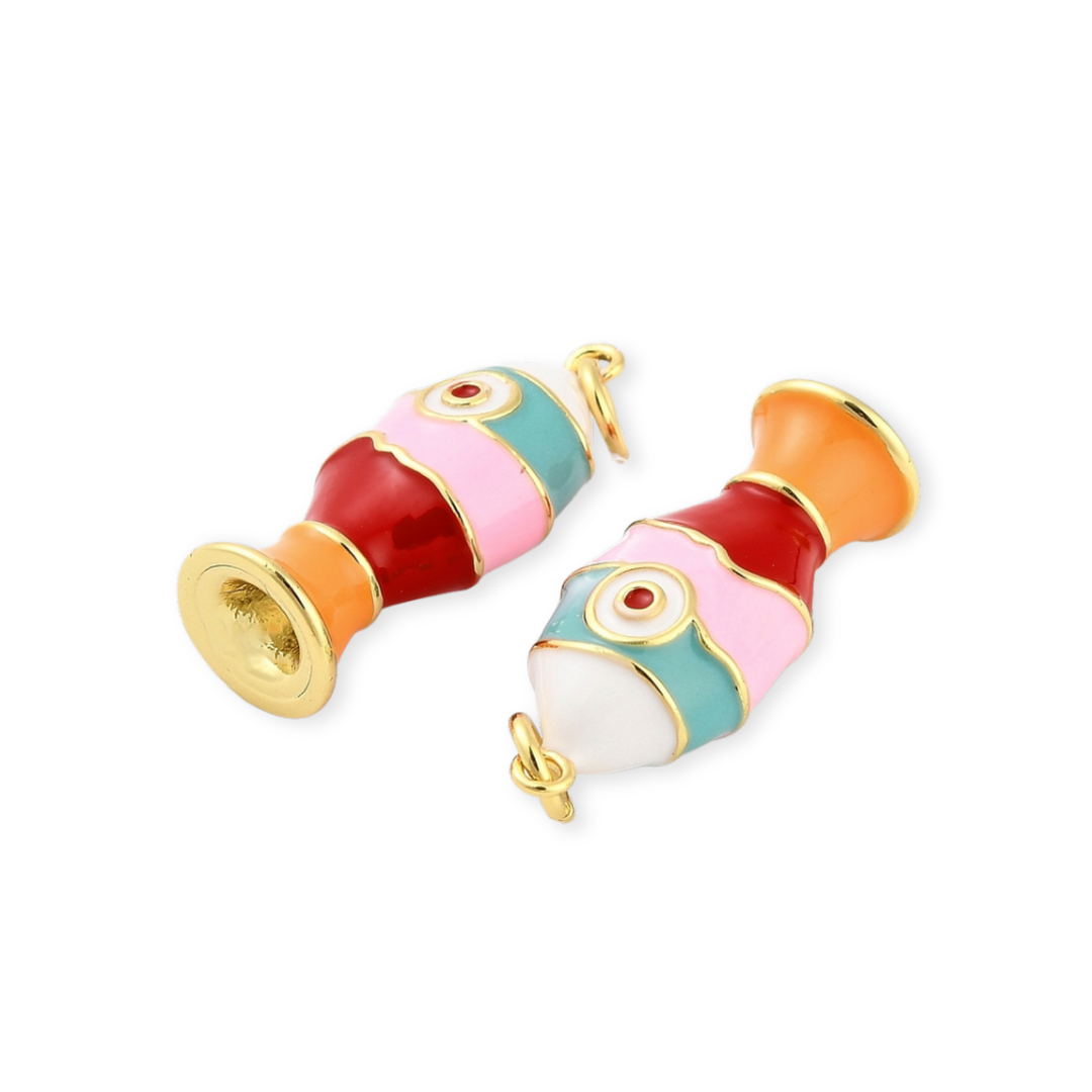 Detalles de Dije de pez esmaltado de chapa de oro para joyería