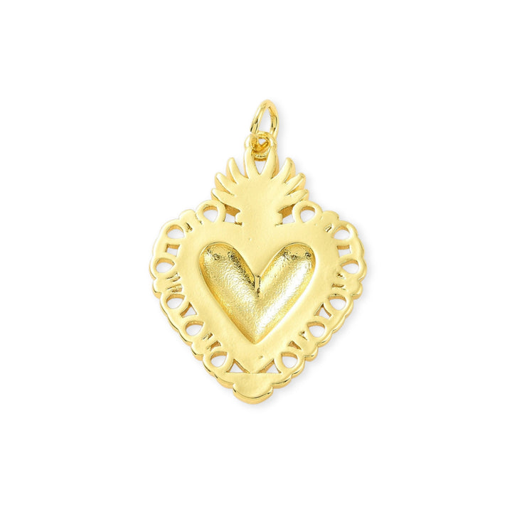 Parte trasera de Dije de corazón de chapa de oro cubierto con esmalte color rosa