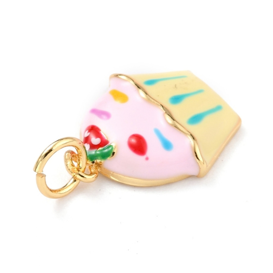 Detalles de Dije de cupcake de chapa de oro con esmalte