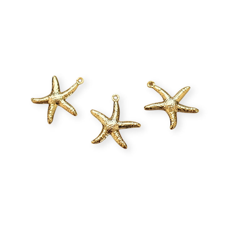 Detalles de dije dorado en forma de estrella de mar