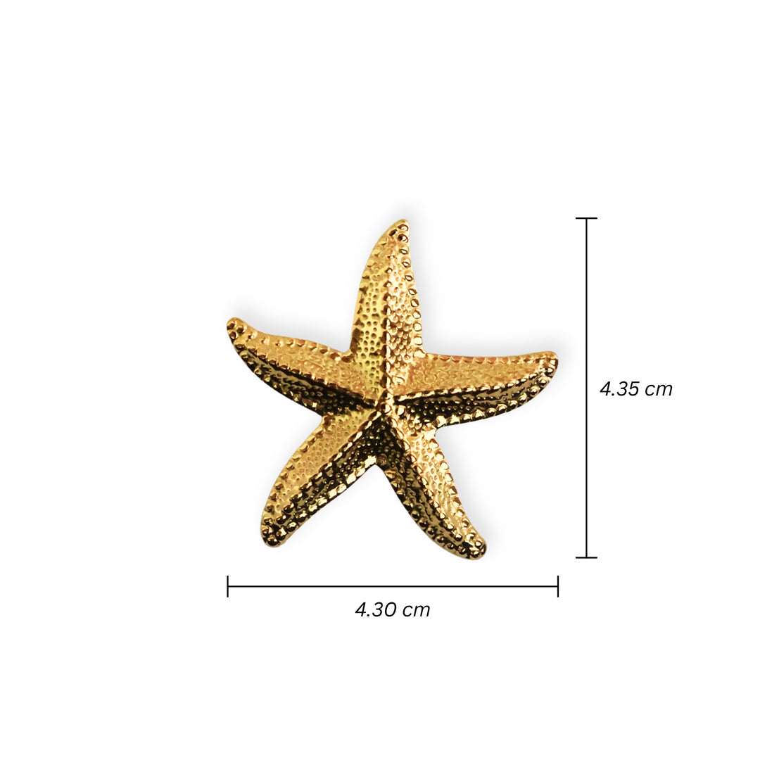 Medidas para dije estrella de mar de acero inoxidable con acabado brillante y ojal trasero