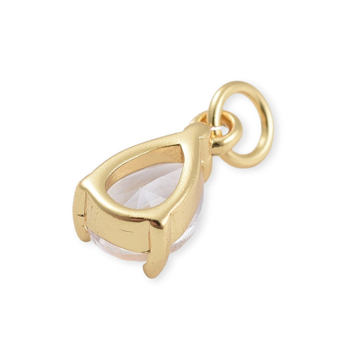 Detalles de Dije de gota de chapa de oro con zirconia