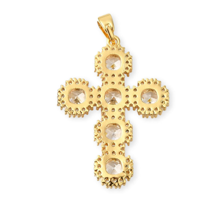 Detalles de Dije de cruz de chapa de oro con zirconia