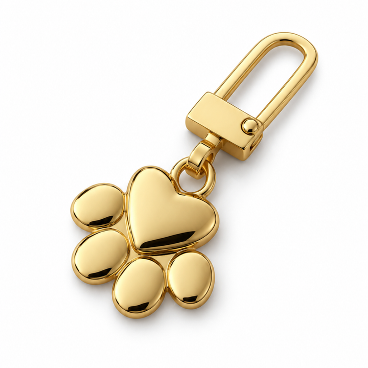 Detalles de Dije en forma de huella de perro con acabado de chapa de oro