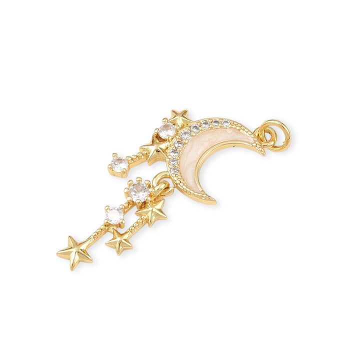 Detalles de Dije de luna de chapa de oro con zirconia y esmalte