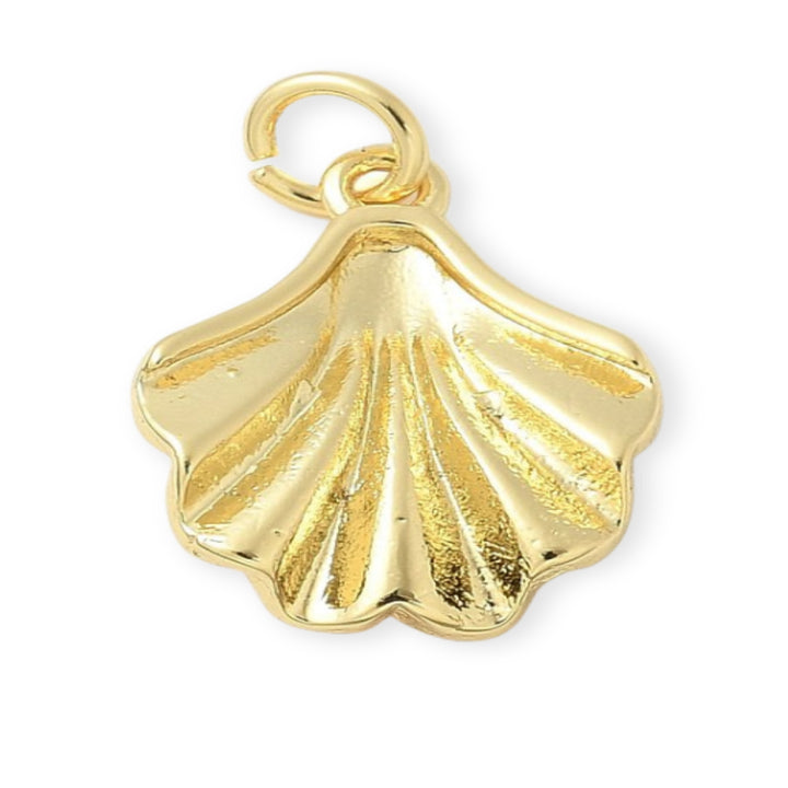 Detalles de Dije concha dorada en chapa de oro con estrella de zirconia