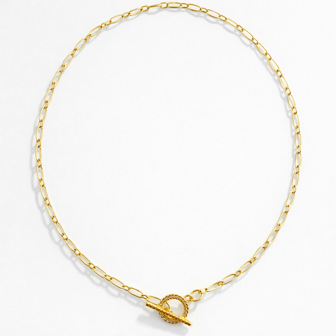 Detalles de Cadena de chapa de oro con broche tipo T