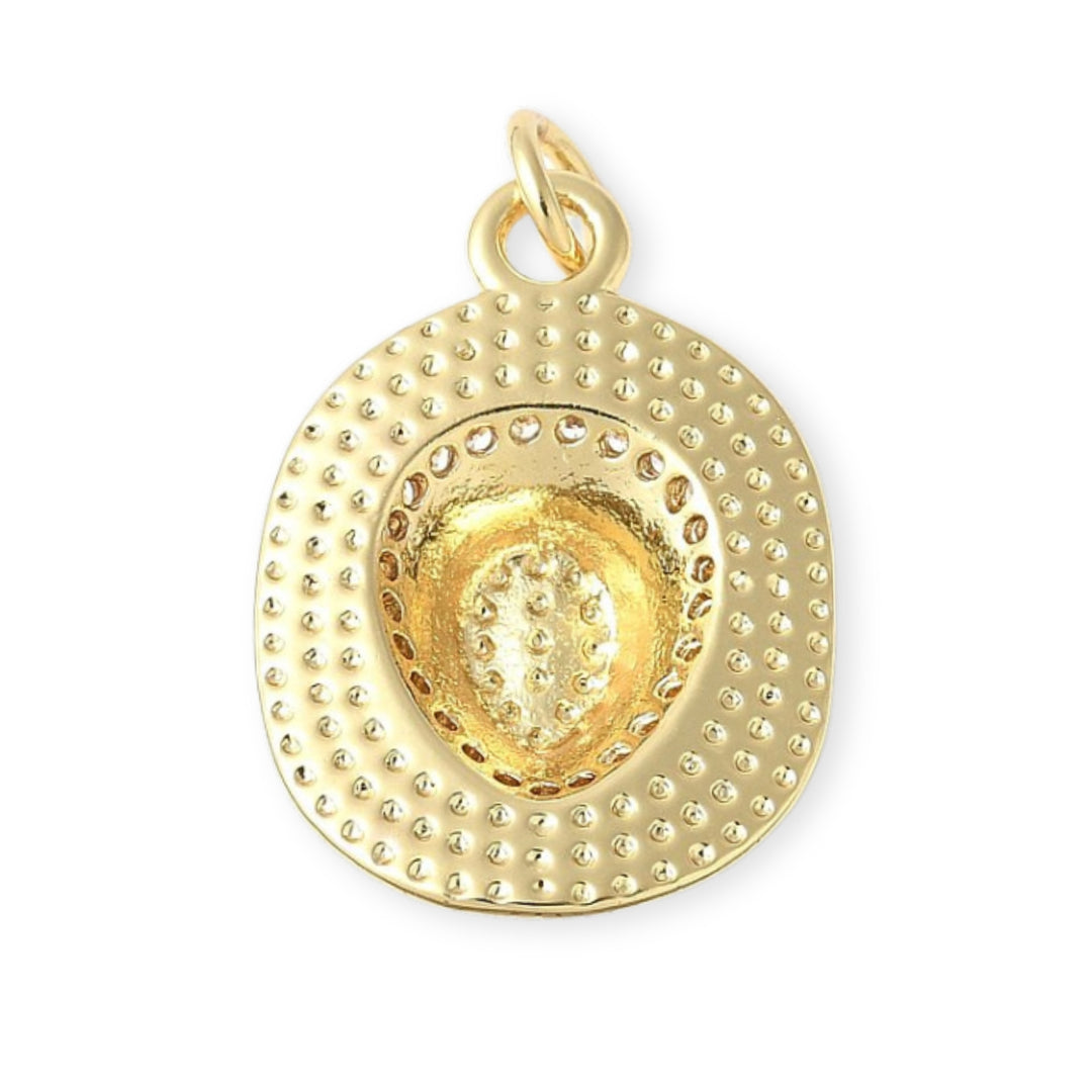 Detalles de Dije de sombrero de chapa de oro con zirconia