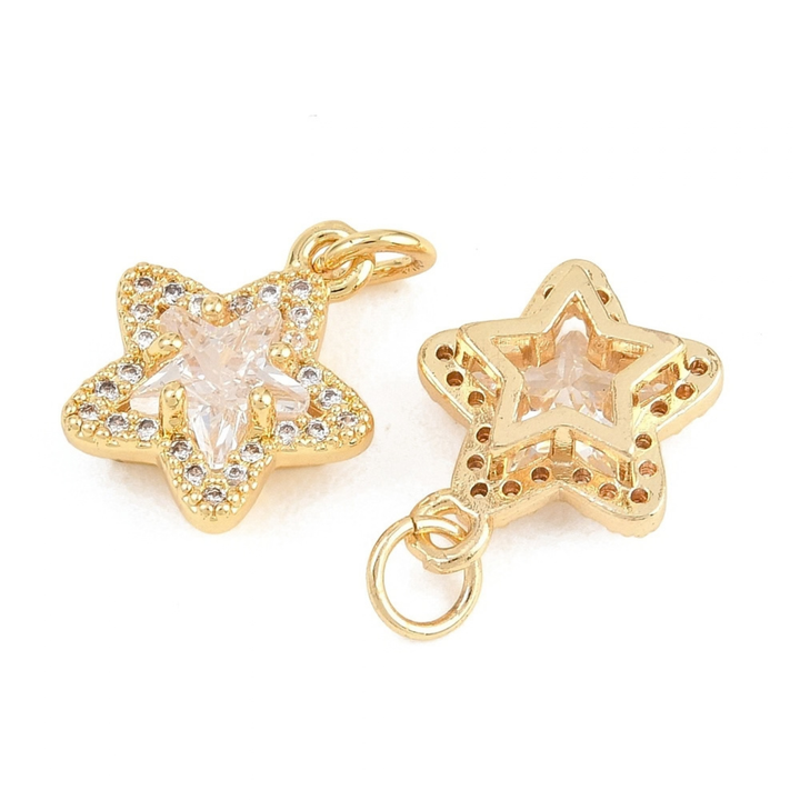 Detalles de Dije de estrella de chapa de oro con zirconia