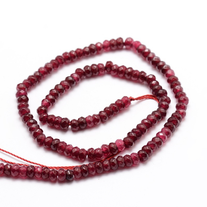Tira de jade rondel facetado de 4 mm para joyería