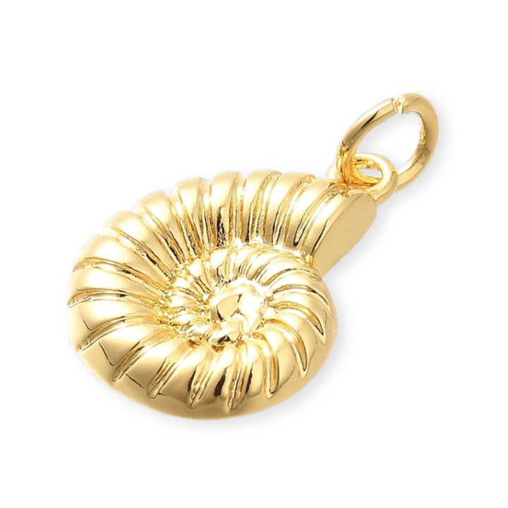 Detalles de Dije caracol en chapa de oro con acabado brillante