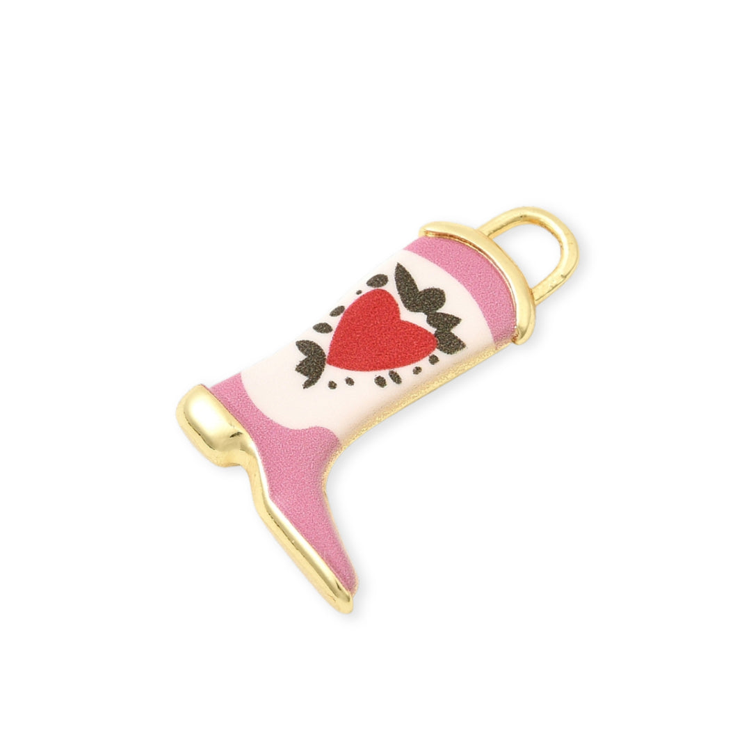 Detalles de Dije de bota de chapa de oro cubierta con esmalte