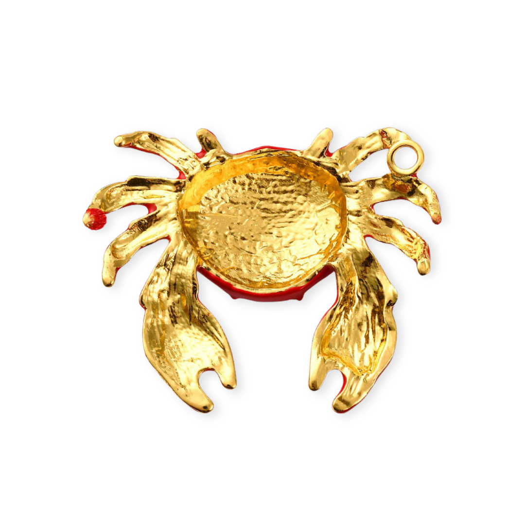 Detalles de Dije de cangrejo grande de chapa de oro con esmalte