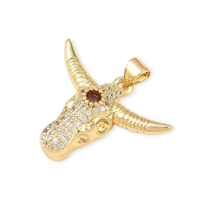 Detalles de Dije de toro de chapa de oro con zirconia