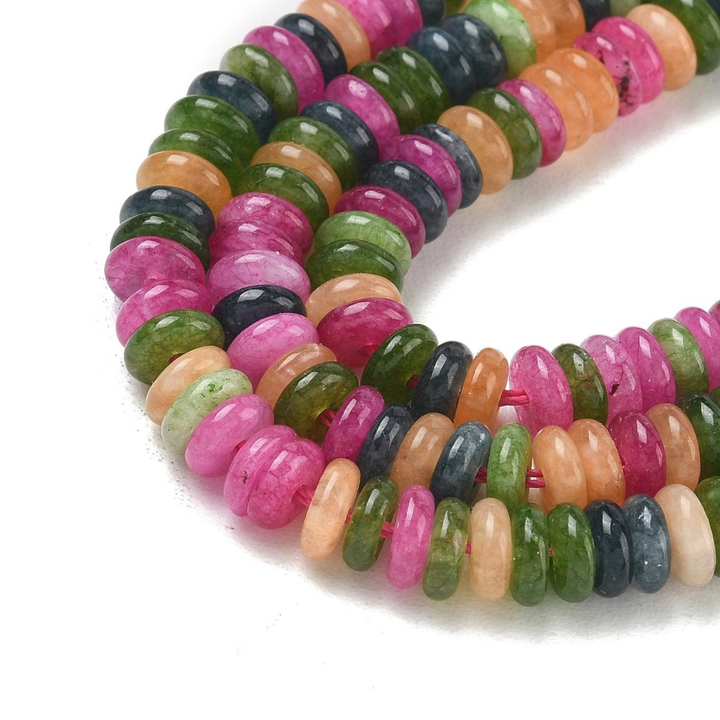 Tira de jade rondel de 6.5 mm con aproximadamente 167 cuentas