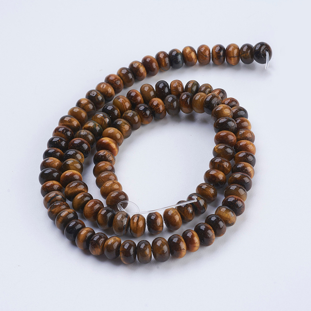 Tira de cuentas de ojo de tigre rondel de 6 mm para joyería