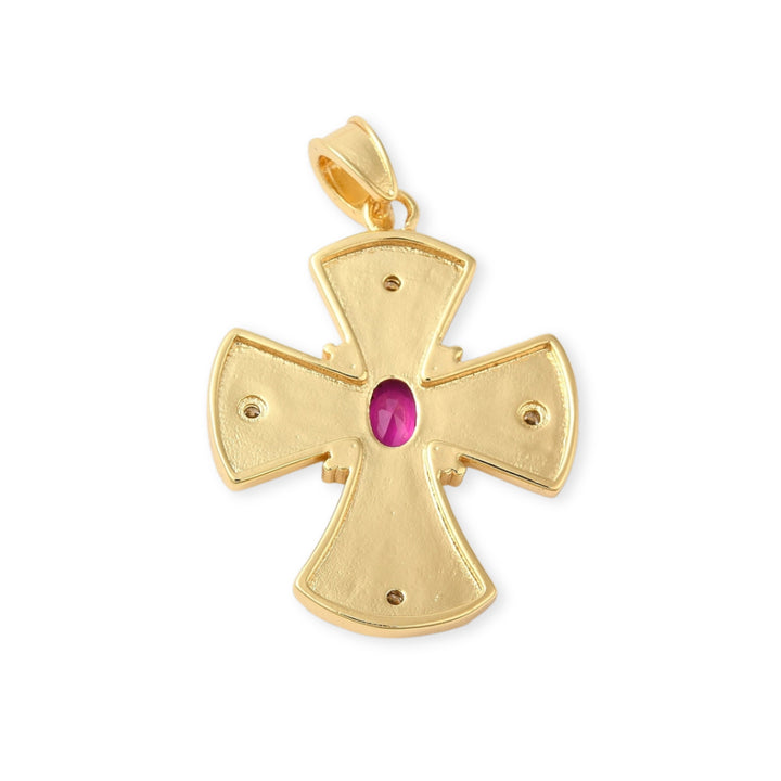 Detalles de Dije de cruz de chapa de oro con zirconia