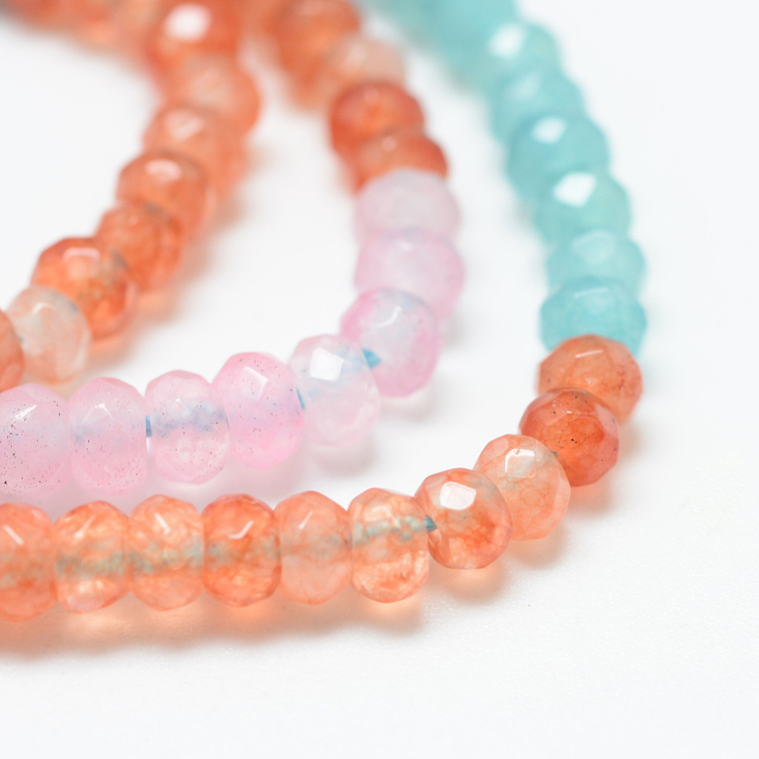 Tira de cuentas de jade natural rondel de 4 mm para joyería