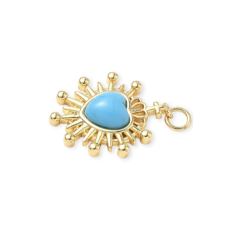 Detalles de Dije de corazón de chapa de oro con esmalte