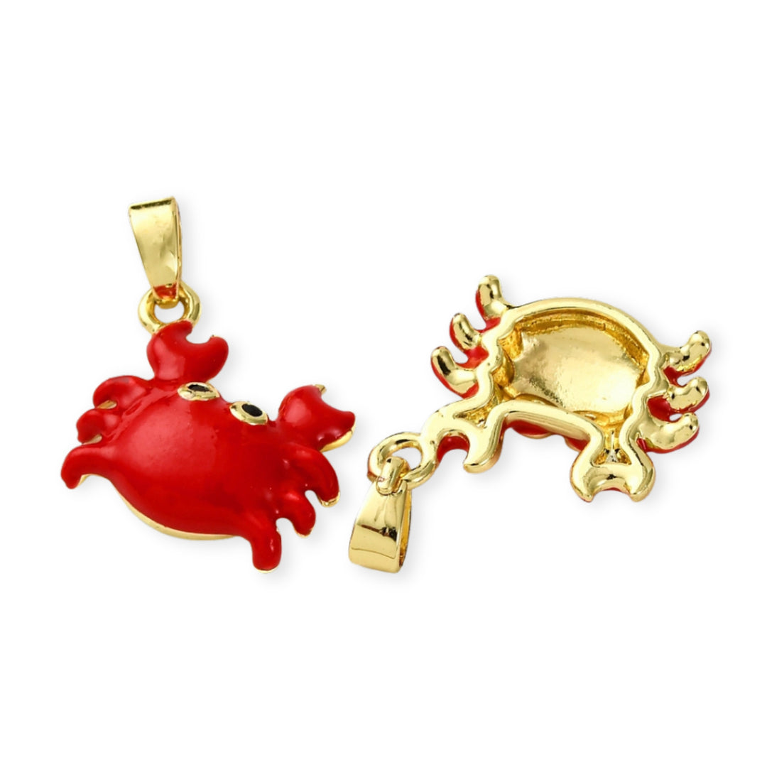 Detalles de Dije de cangrejo de chapa de oro con esmalte