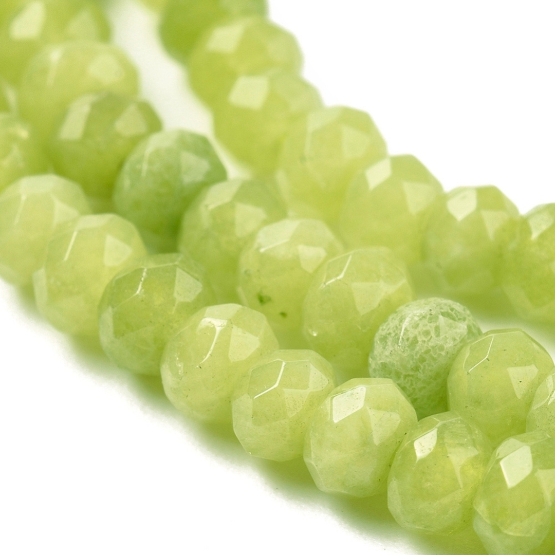 Tira de jade rondel facetado de 4 mm para joyería