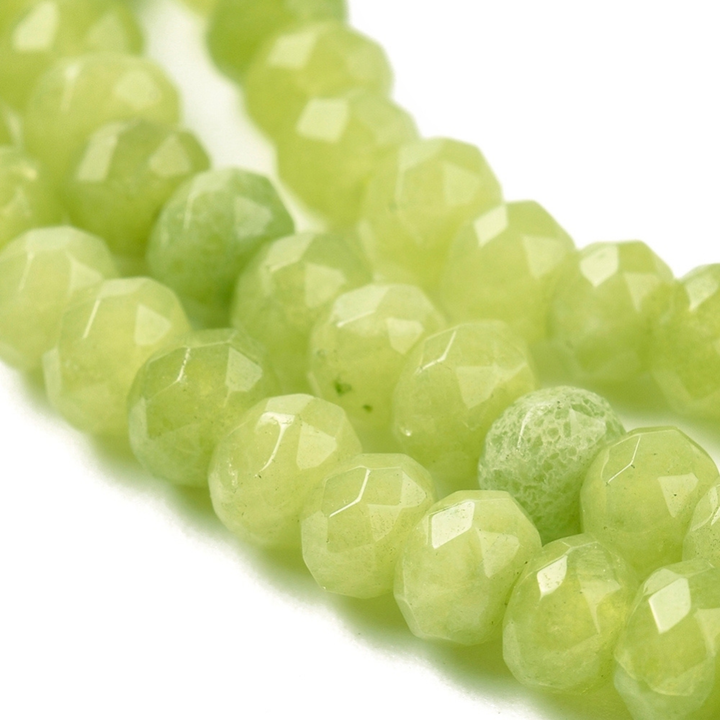 Tira de jade rondel facetado de 4 mm para joyería