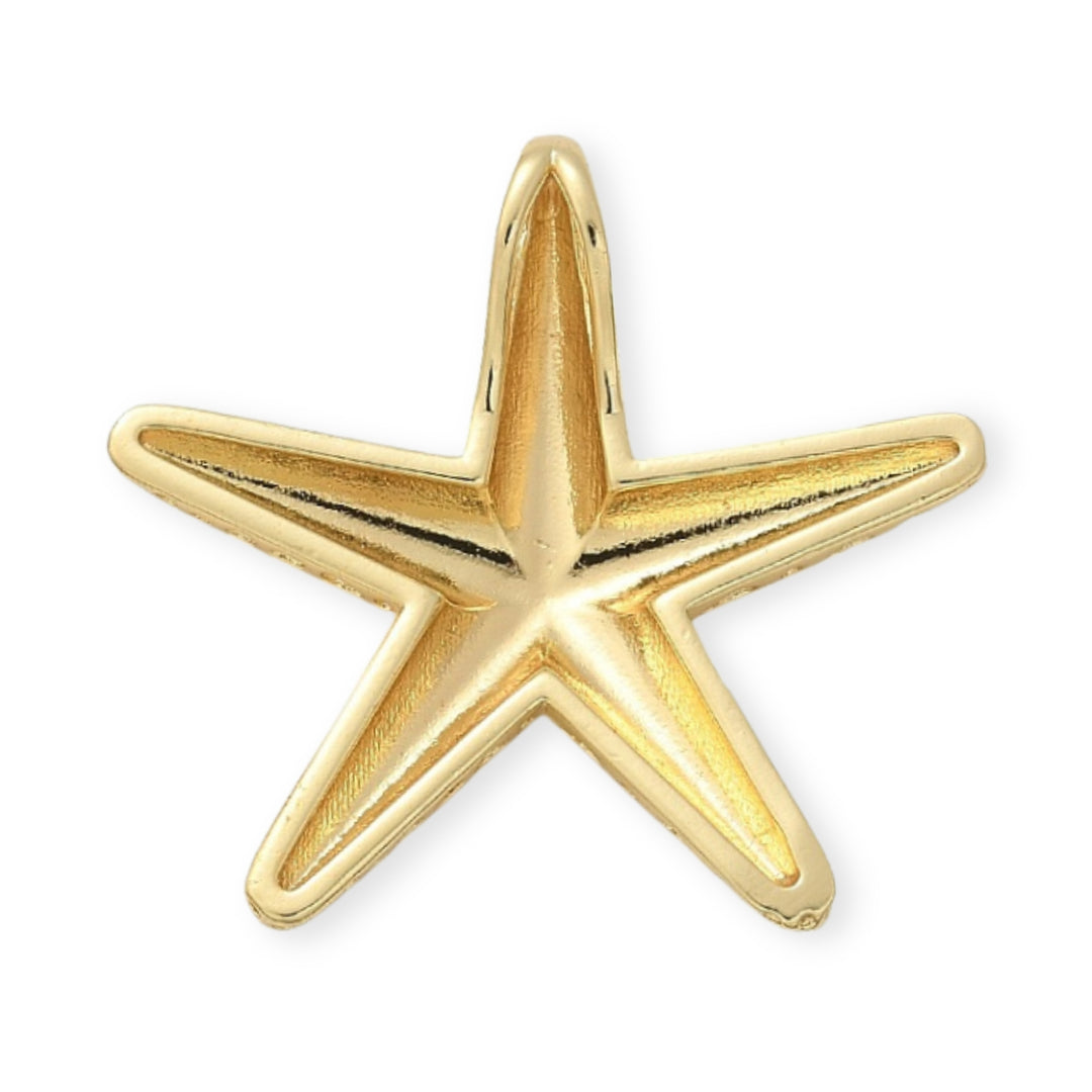 Detalles de Dije de estrella de mar de chapa de oro con ojal en la parte trasera