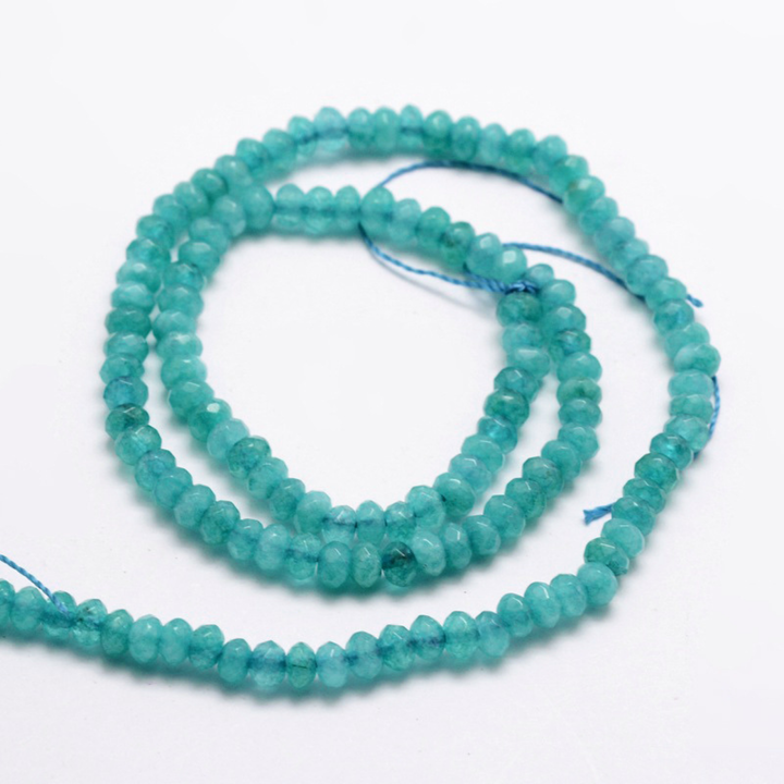 Tira de jade rondel facetado de 4 mm para joyería