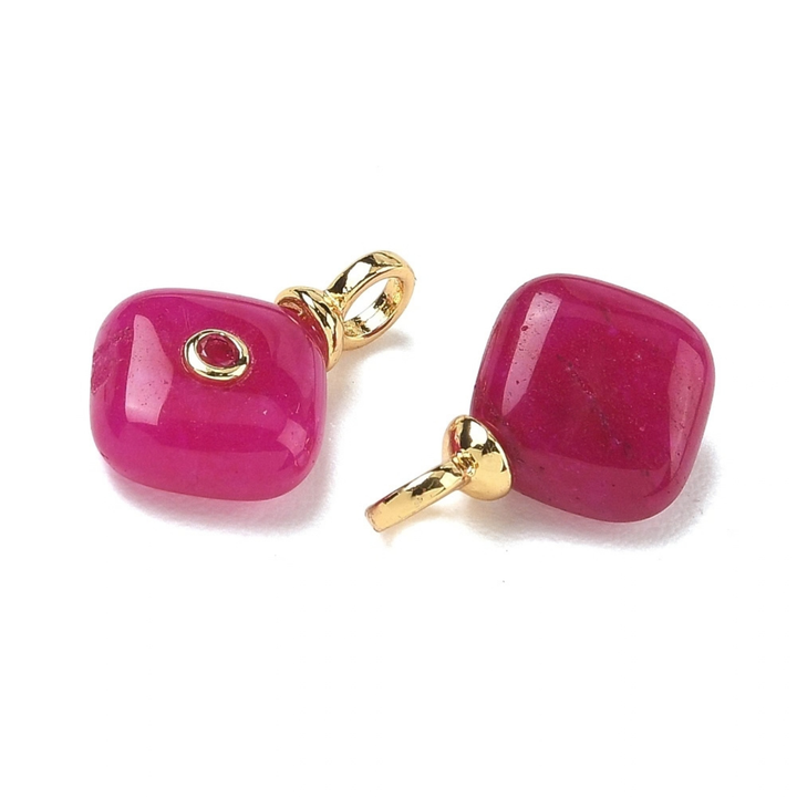 Detalles de Dije en forma de rombo de piedra natural con zirconia