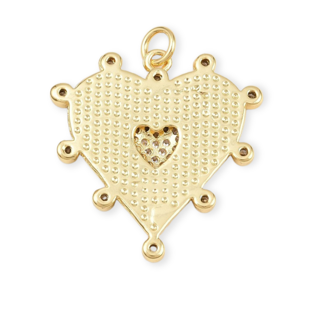 Detalles de Dije de corazón de chapa de oro con zirconia