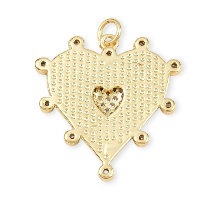 Detalles de Dije de corazón de chapa de oro con zirconia