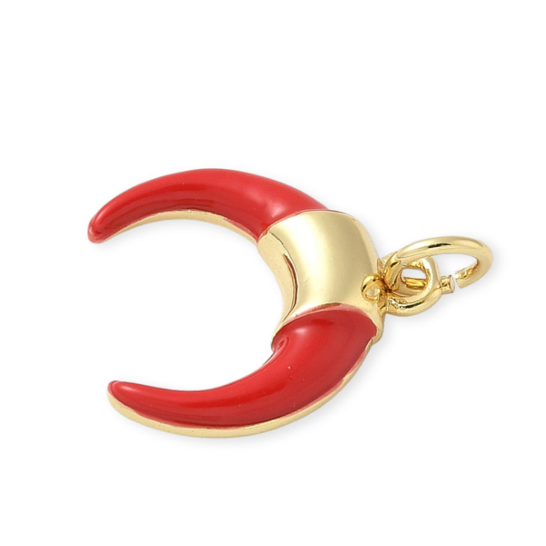 Detalles de Dije de luna creciente de chapa de oro con esmalte