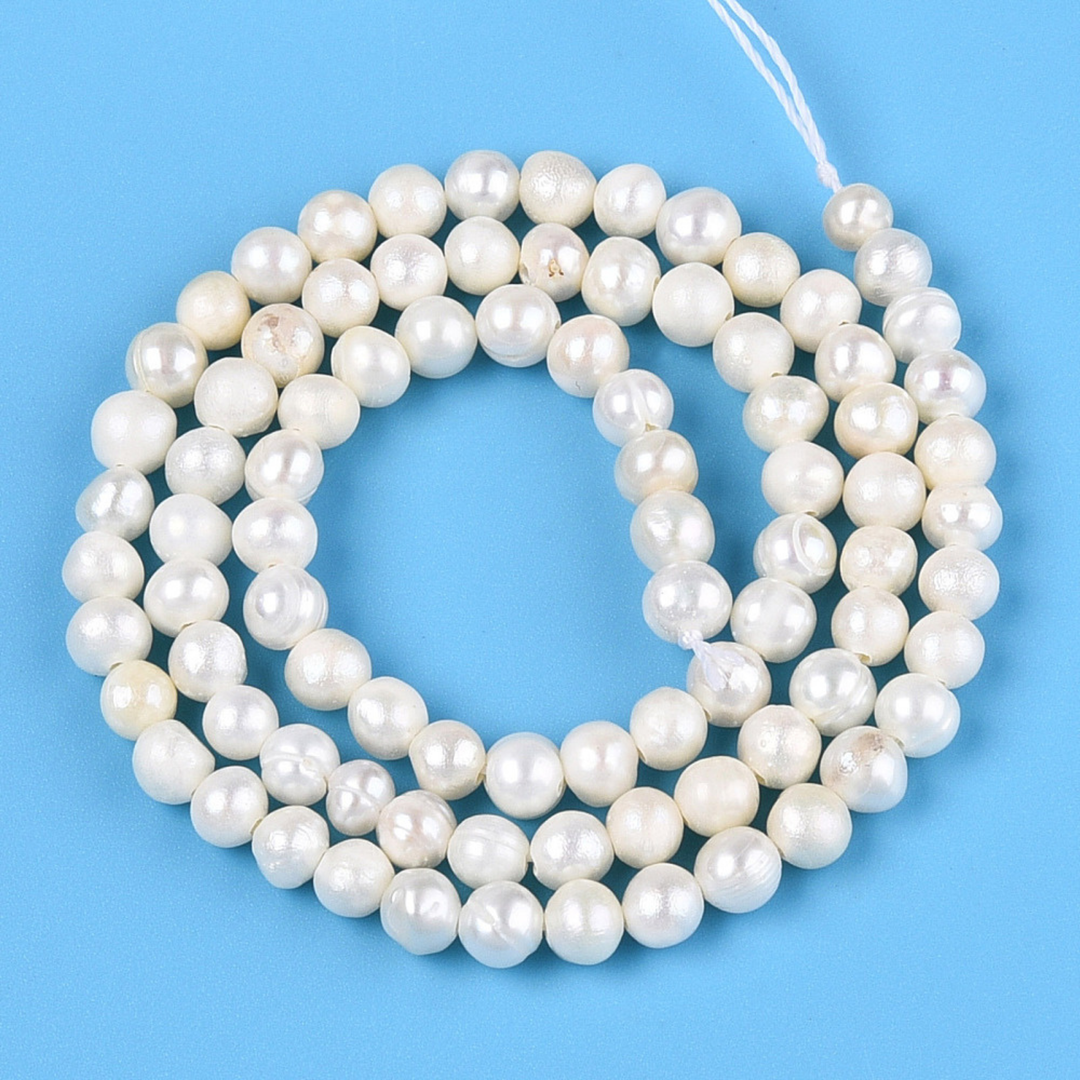 Tira de perla de río de 4 mm para joyería